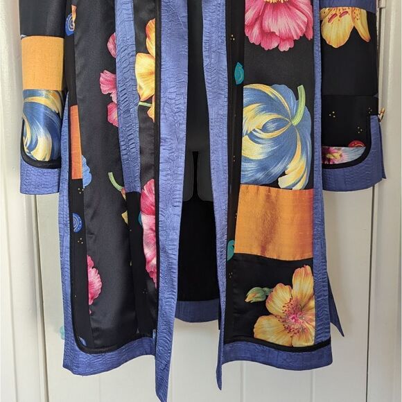 Rare Vintage Jeanne Marc LG Patchwork Floral Rainbow Art to Wear Jacket Duster - Picture 3 of 11